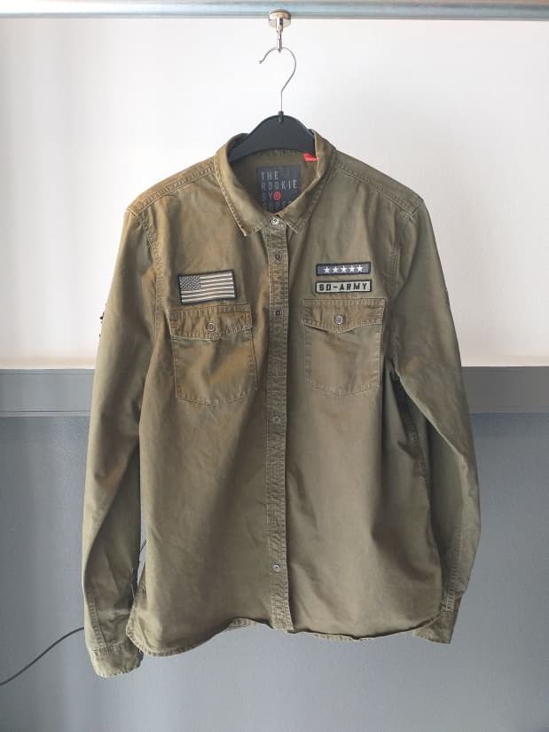 Chemise Kaki Superdry Homme XL Coton US Army Style Friperie Vintage Seconde Main COOL FRIP