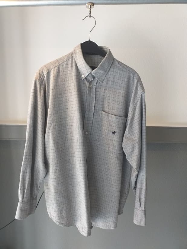 Chemise Grise Brooksfield Homme M Coton Élégant Professionnel Friperie Vintage Seconde Main COOL FRIP