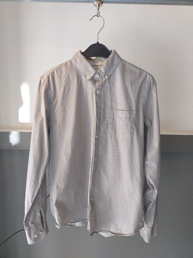 Chemise Blanc Bleu Pull & Bear Coton Homme M | Friperie Vintage Seconde Main COOL FRIP