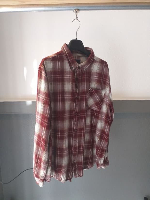 Sur-Chemise Rayures Bordeaux Blanc Kaporal Viscose Coton Homme XXL | Friperie Vintage Seconde Main COOL FRIP