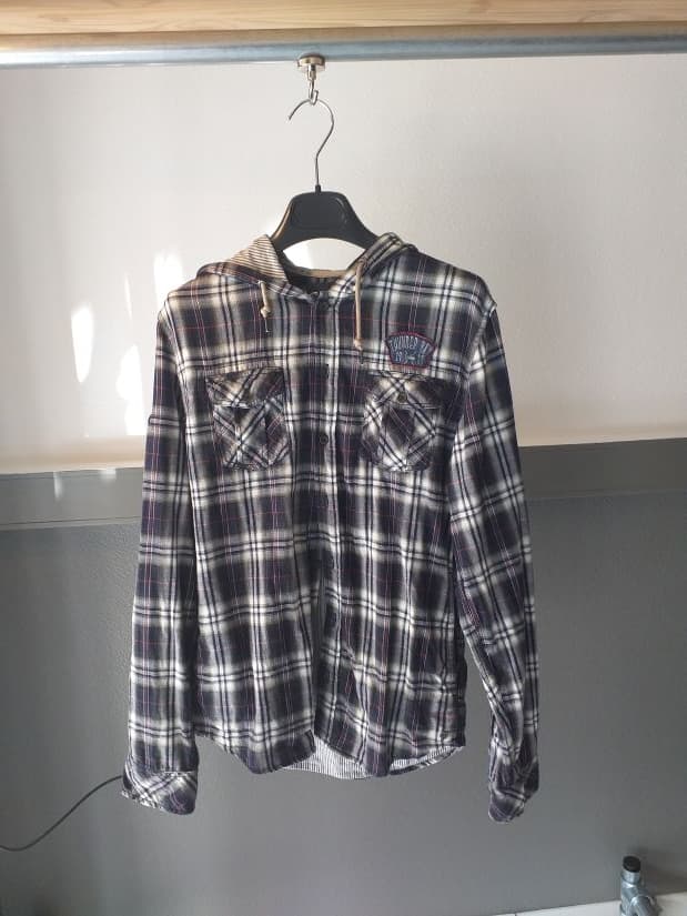 Sur-Chemise Rayures Bleu Blanc American Trapper Coton Homme S | Friperie Vintage Seconde Main COOL FRIP