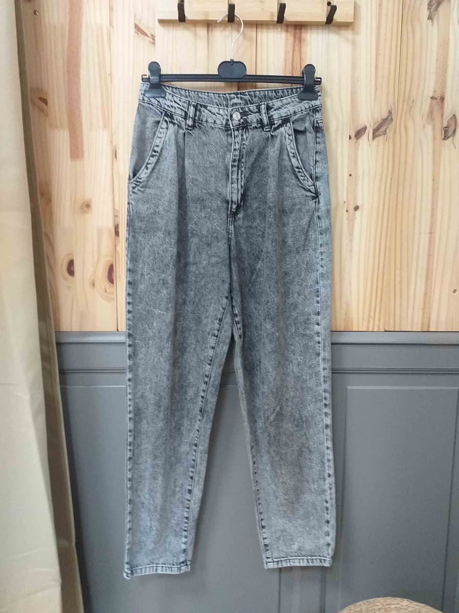 Jean Gris Délavé Garage Coton Femme 38 | Friperie Vintage Seconde Main COOL FRIP
