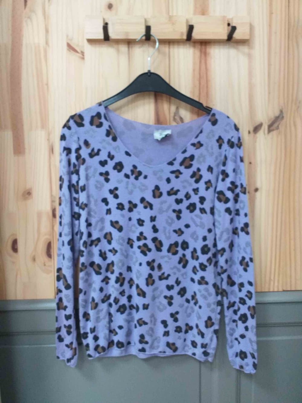 Haut Mauve Léopard Terra di Cienna Viscose Nylon Femme S | Friperie Vintage Seconde Main COOL FRIP