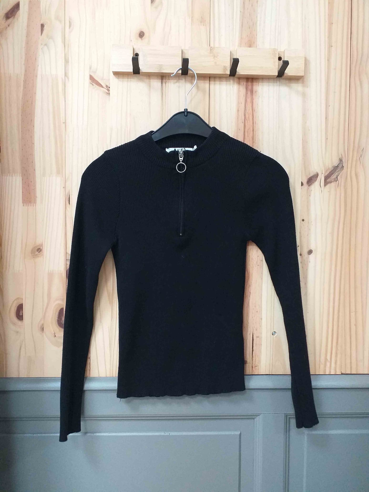 Haut Noir Na-Kd Coton Acrylique Femme XS | Friperie Vintage Seconde Main COOL FRIP