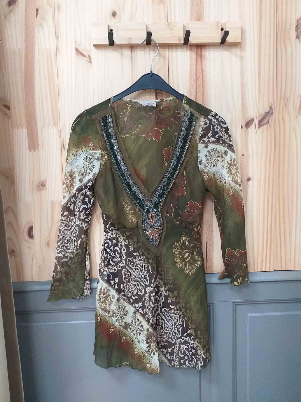 Blouse Allison Verte Motifs 38 Femme Polyester - Friperie Vintage Seconde Main COOL FRIP  