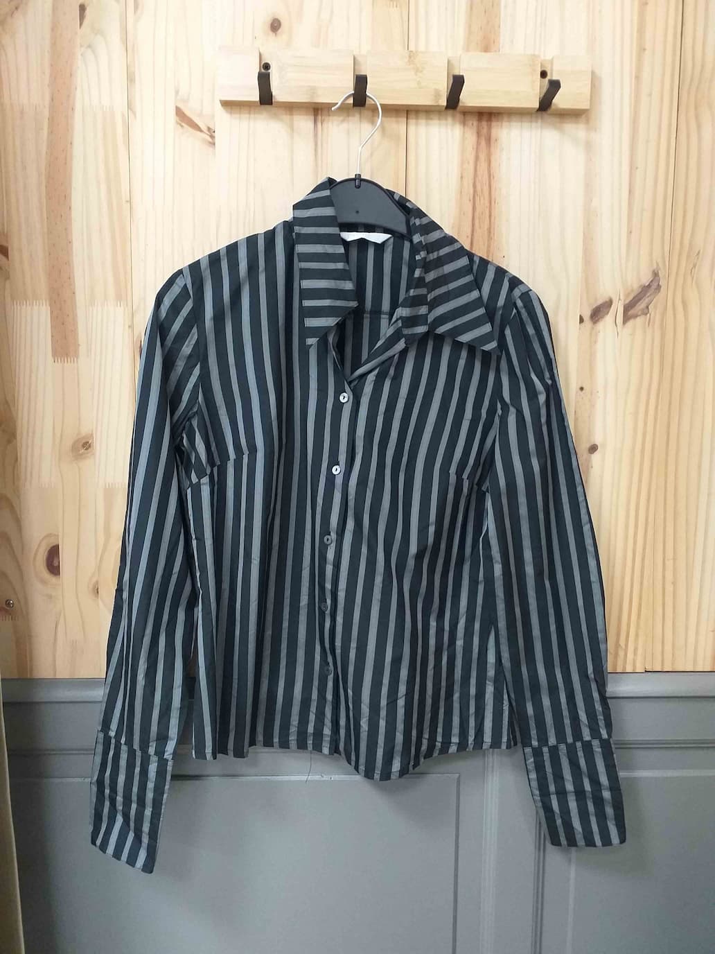 Chemisier Rayé Noir Blanc Promod Polyester Femme 38 | Friperie Vintage Seconde Main COOL FRIP