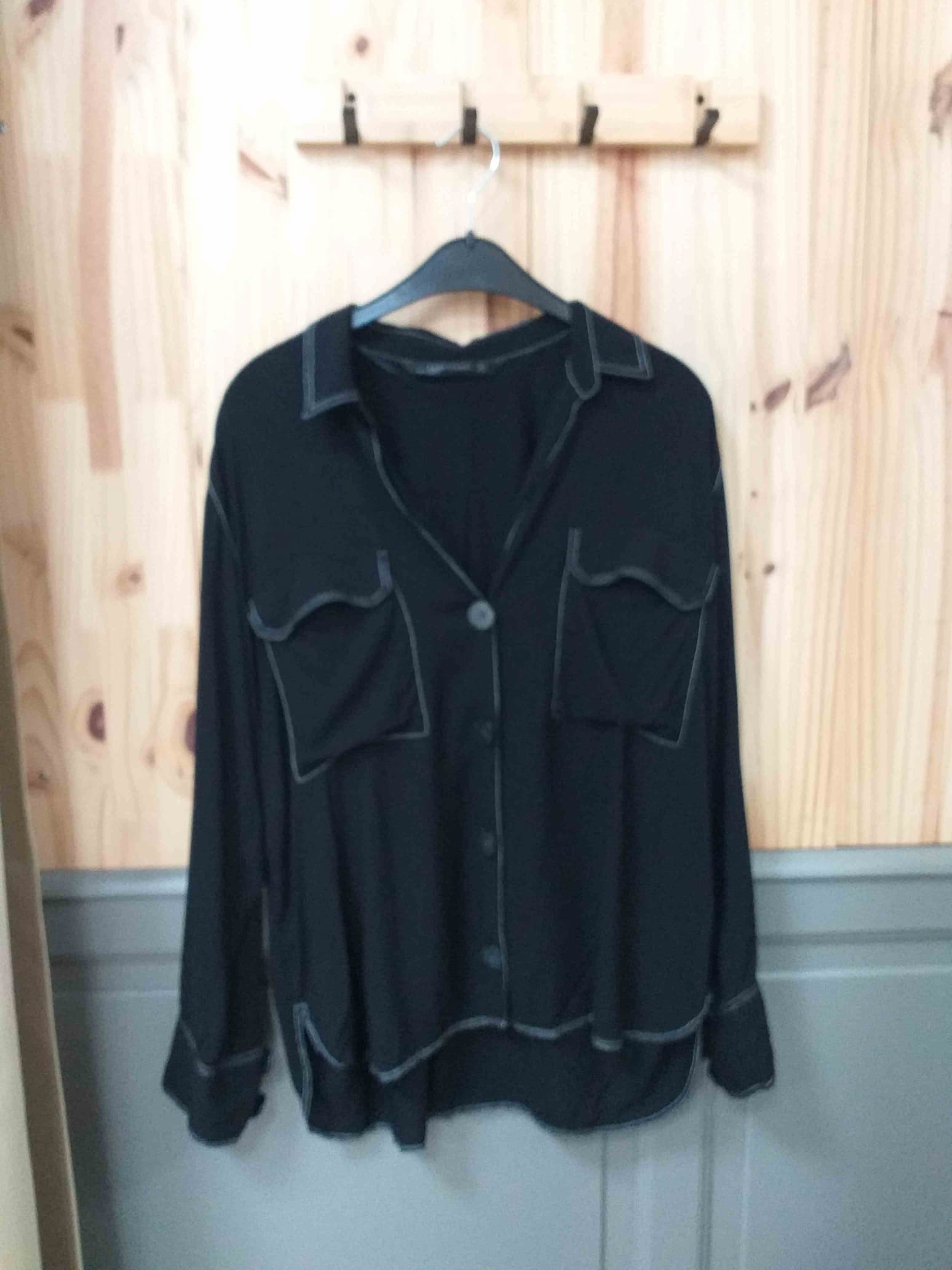 Chemisier Noir Zara Coton Femme XL | Friperie Vintage Seconde Main COOL FRIP