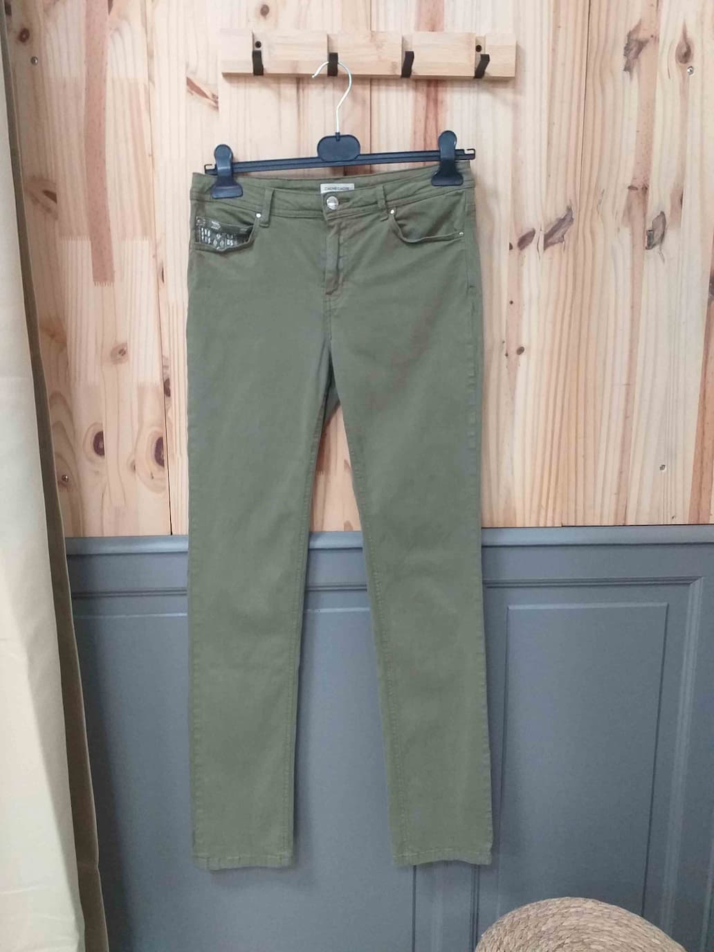 Pantalon Kaki Cache Cache Coton Modal Femme 40 | Friperie Vintage Seconde Main COOL FRIP