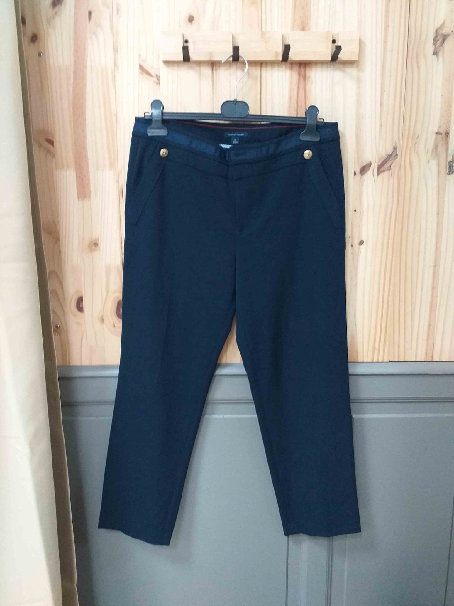 Pantalon Bleu Tommy Hilfiger Polyester Rayonne Femme 42 | Friperie Vintage Seconde Main COOL FRIP