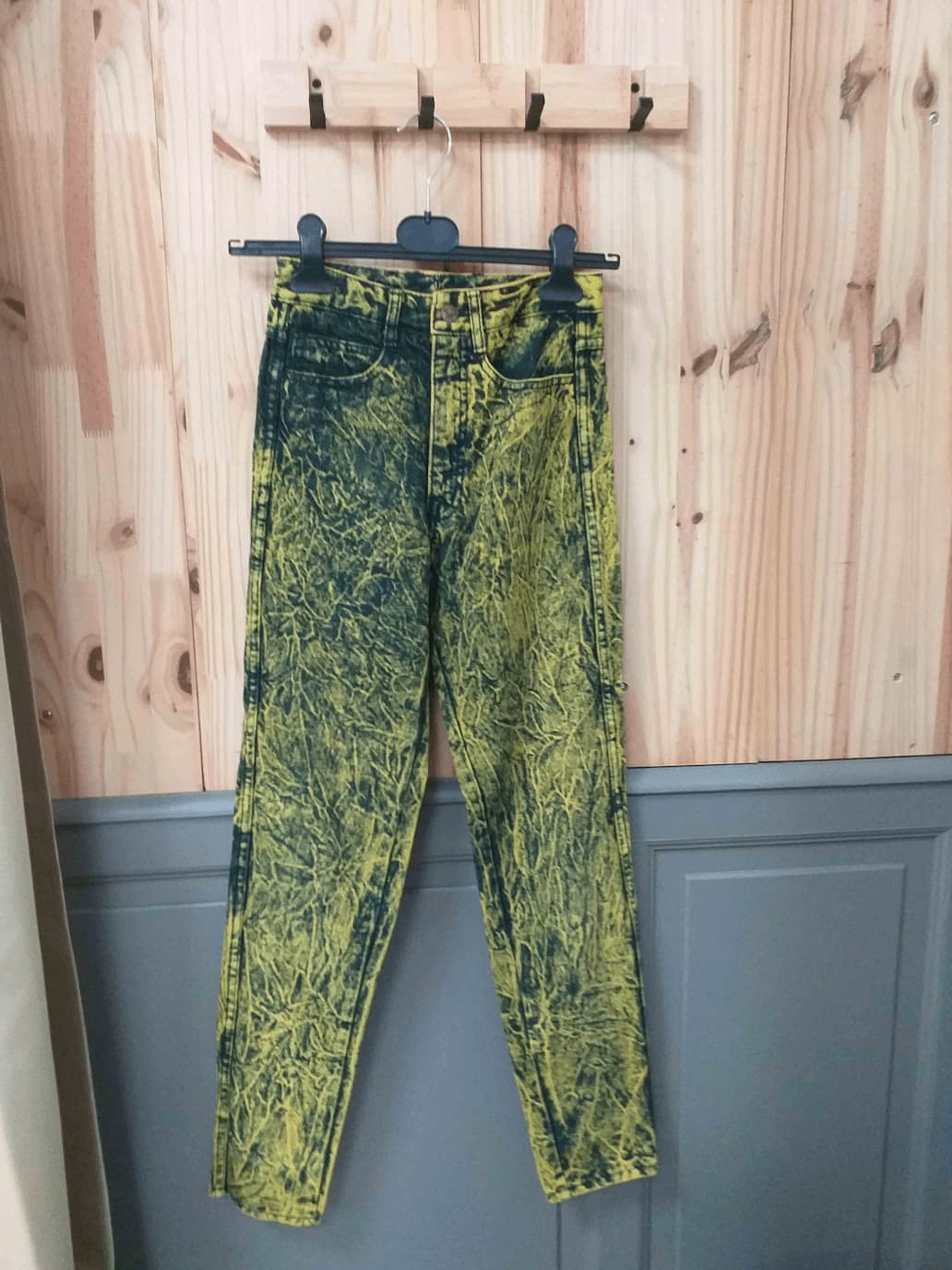 Jean Jaune Bleu Joan Darc Coton Femme 34 | Friperie Vintage Seconde Main COOL FRIP