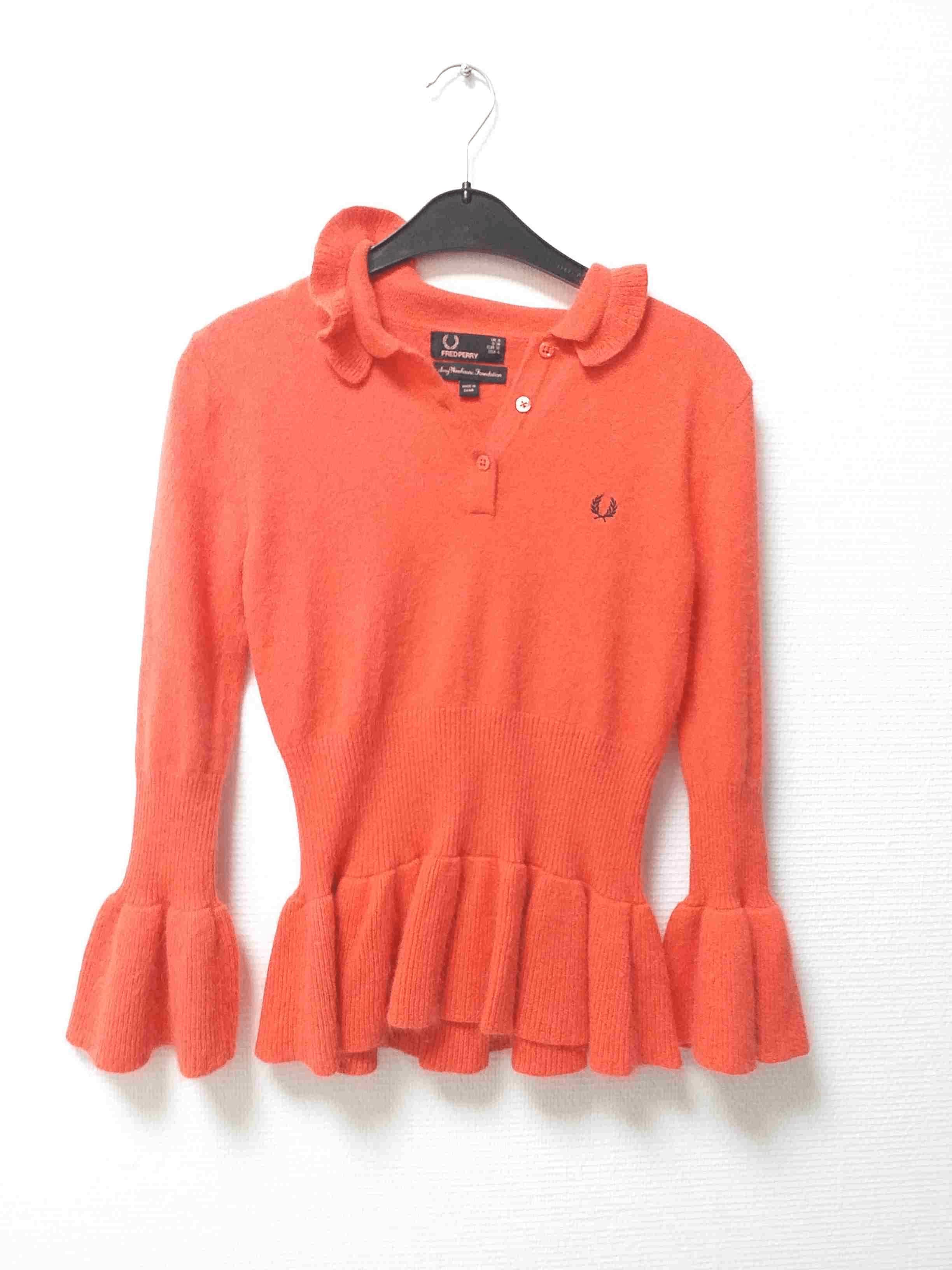 Haut Orange Fred Perry Nylon Angora Coton Femme 36 | Friperie Vintage Seconde Main COOL FRIP