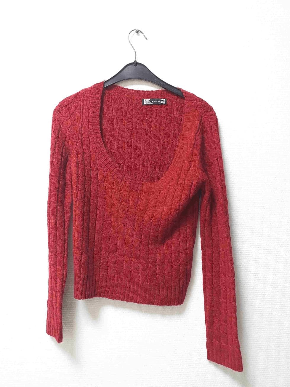 Pull Échancré Brique Zara Femme M Acrylique Laine - Friperie Vintage Seconde Main COOL FRIP