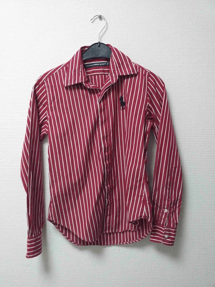 Chemise Rayée Blanc Rouge Ralph Lauren Femme 34 - Friperie Vintage Seconde Main COOL FRIP  