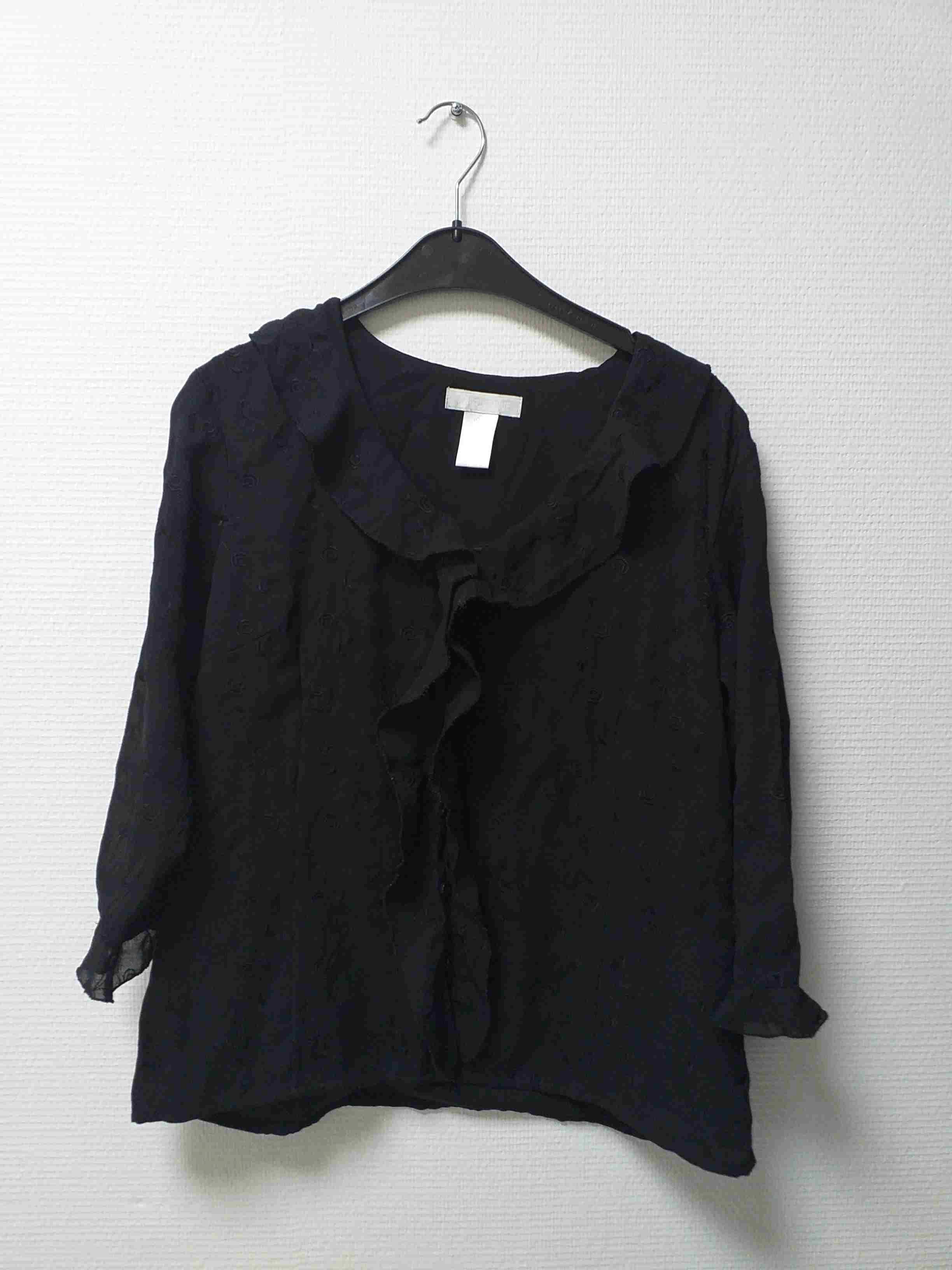 Blouse Noire Volants La Boutique Femme 44 - Friperie Vintage Seconde Main COOL FRIP  