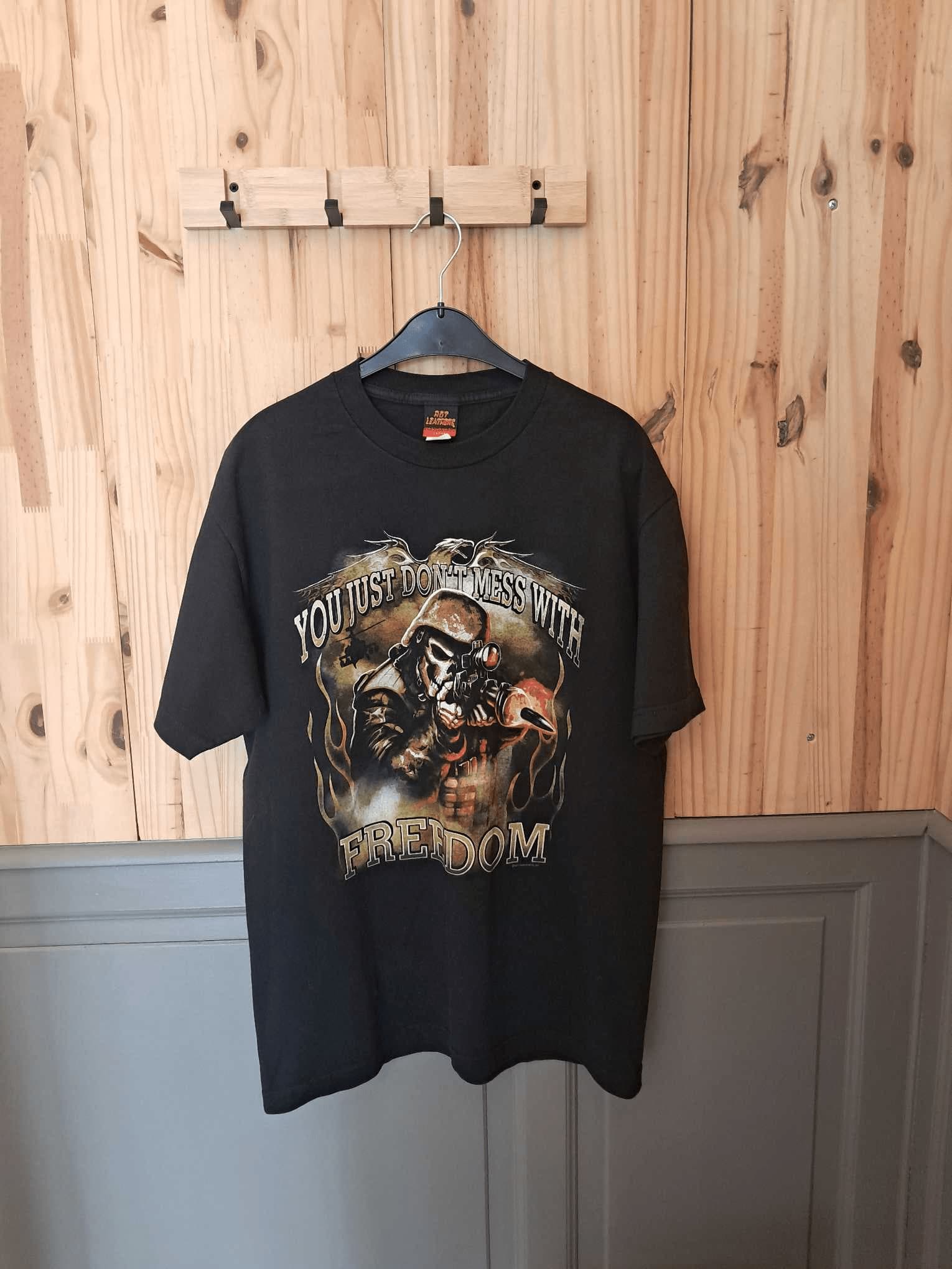 T-shirt Noir Hot Leathers Freedom Coton Homme L | Friperie Vintage Seconde Main COOL FRIP  