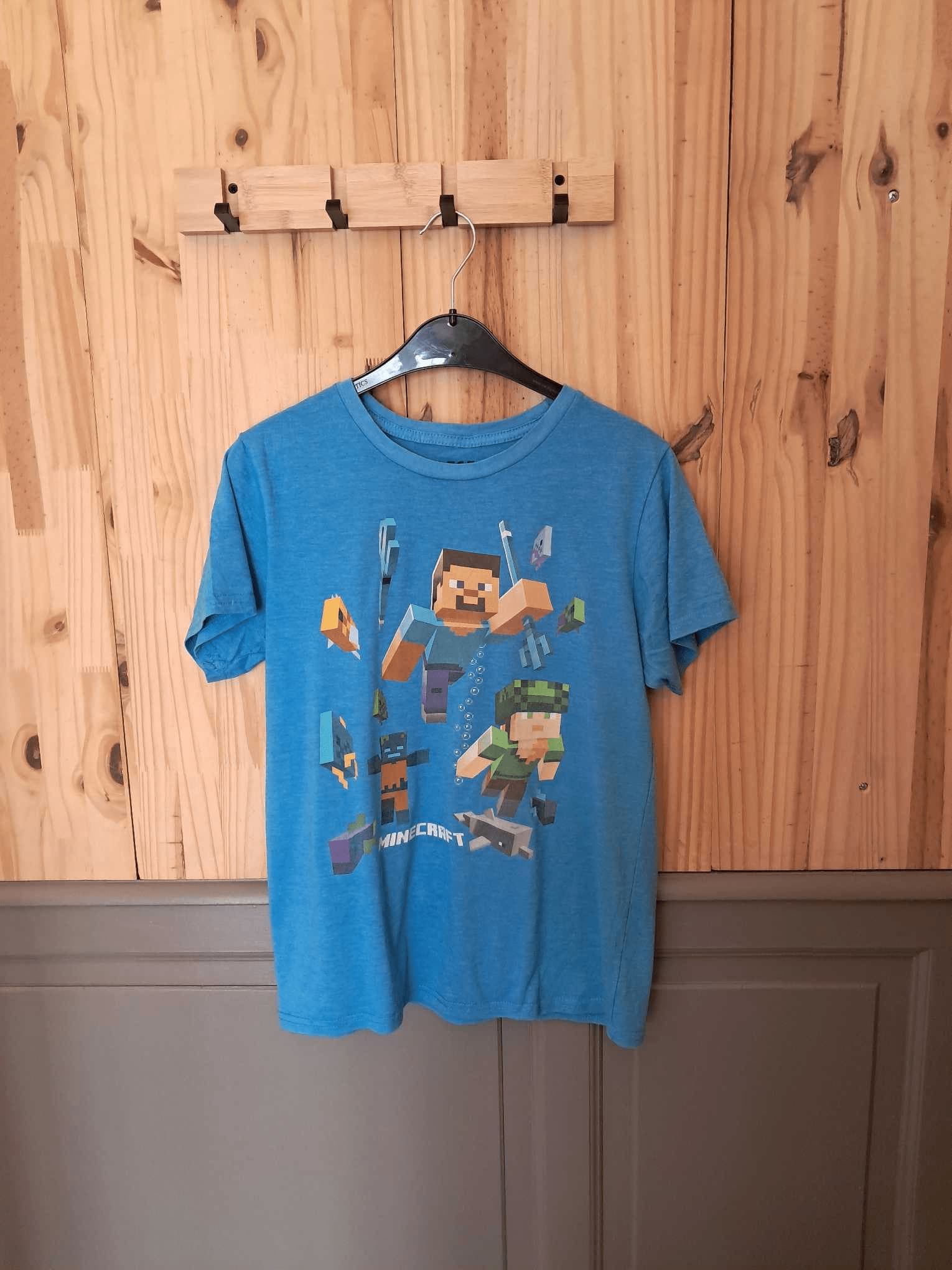 T-shirt Bleu Minecraft Coton Homme S | Friperie Vintage Seconde Main COOL FRIP  