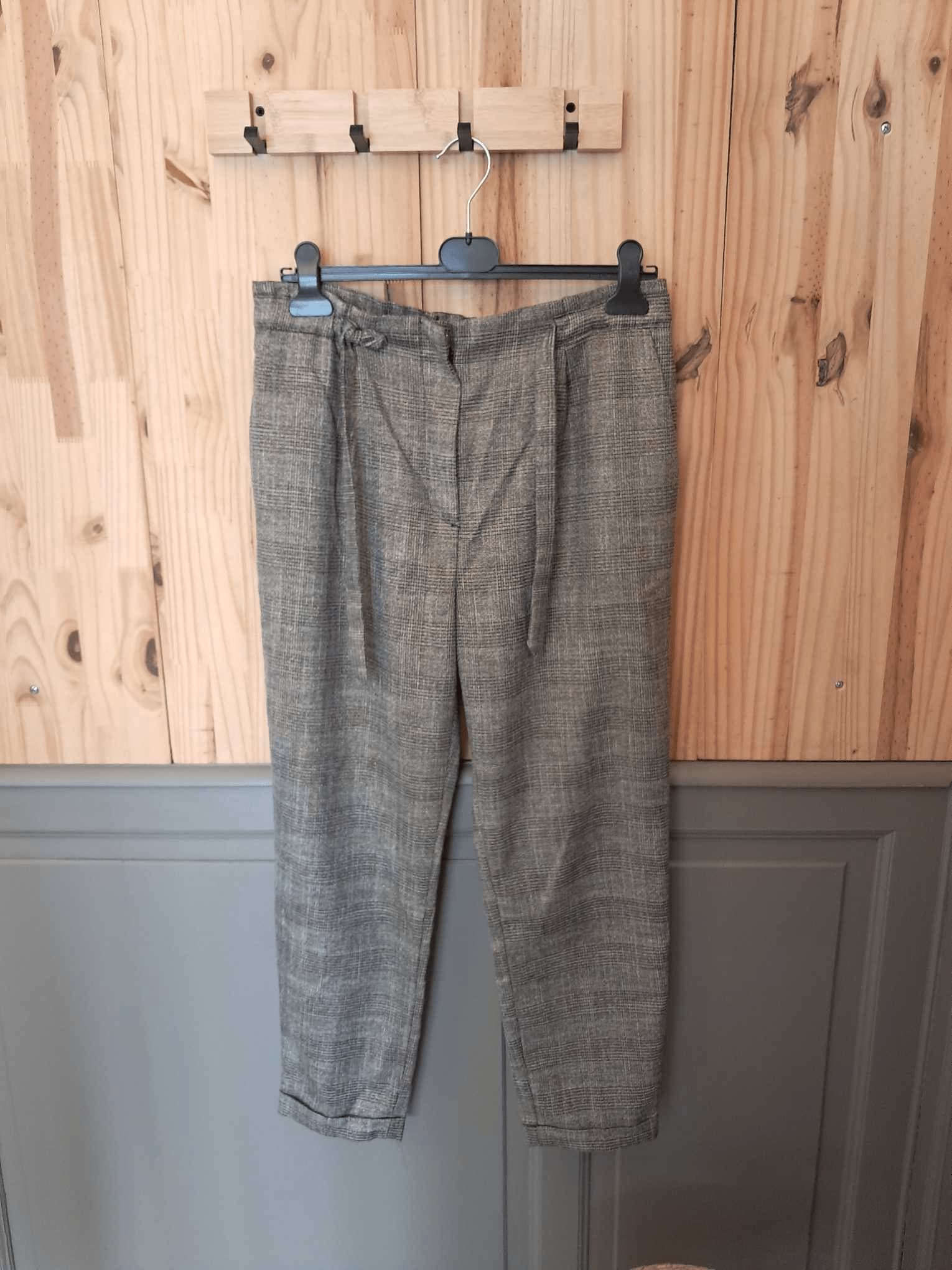 Chino Gris Camaieu Coton Carreaux Femme 42 | Friperie Vintage Seconde Main COOL FRIP  