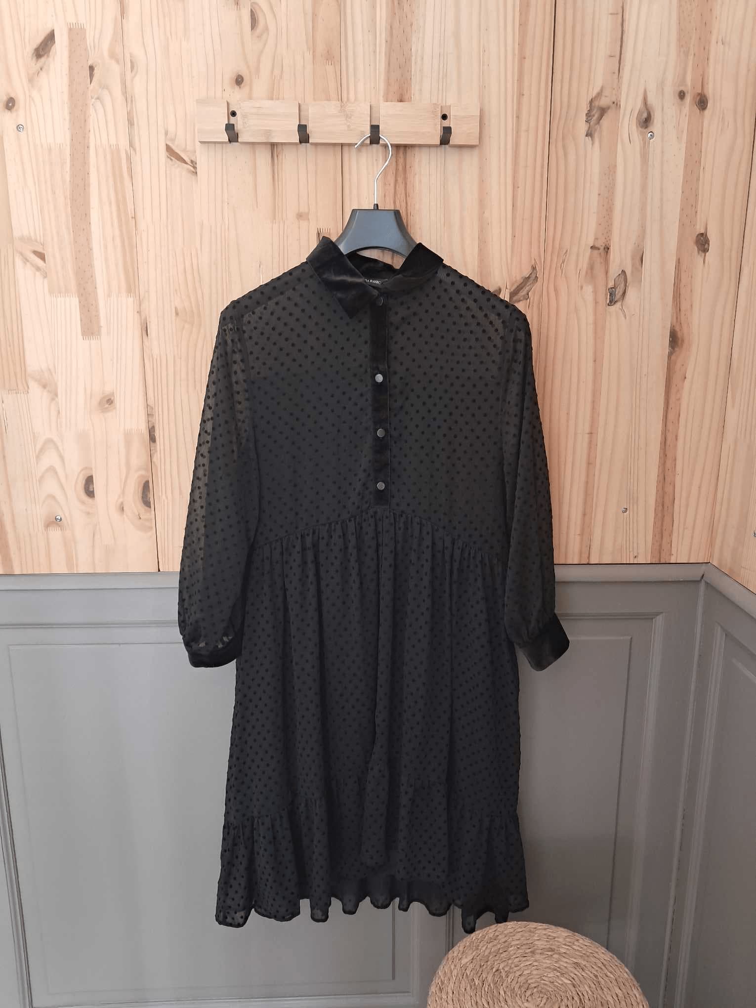 Robe Noire Zara Polyester Femme XL | Friperie Vintage Seconde Main COOL FRIP  