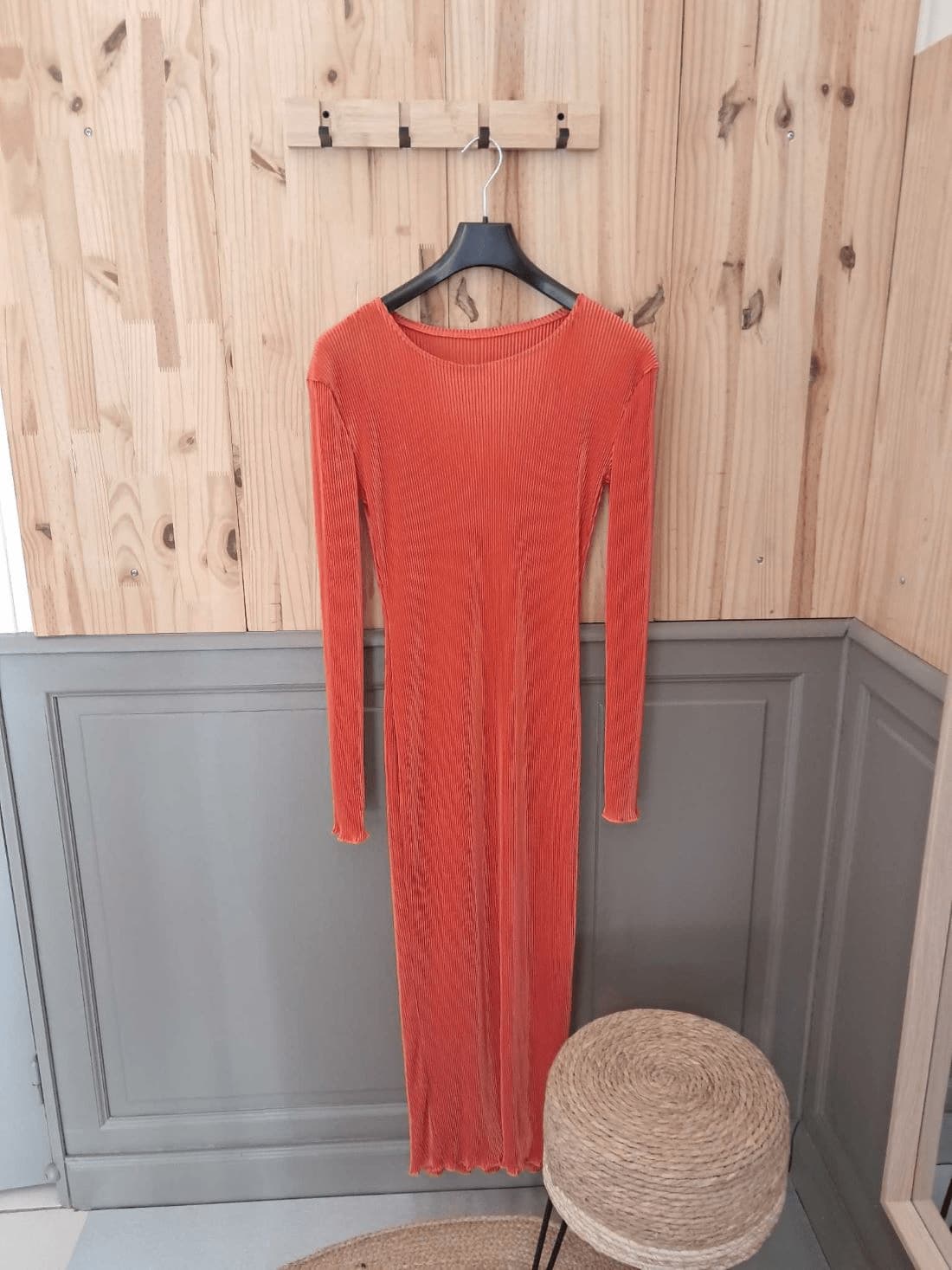 Robe Orange Polyester Ajustée Femme L | Friperie Vintage Seconde Main COOL FRIP 