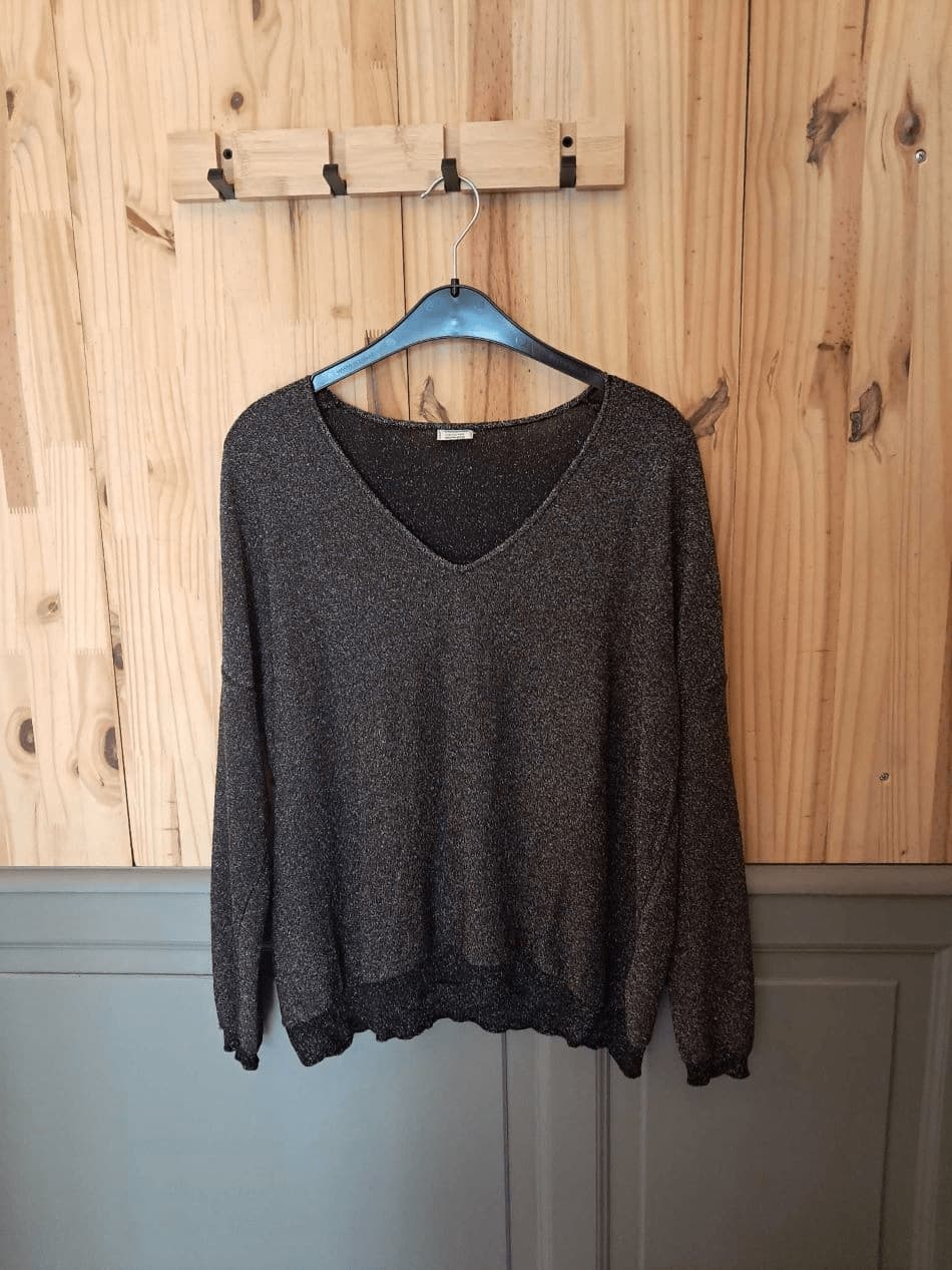 Haut Noir Pimkie Polyester Pailleté Femme XL | Friperie Vintage Seconde Main COOL FRIP