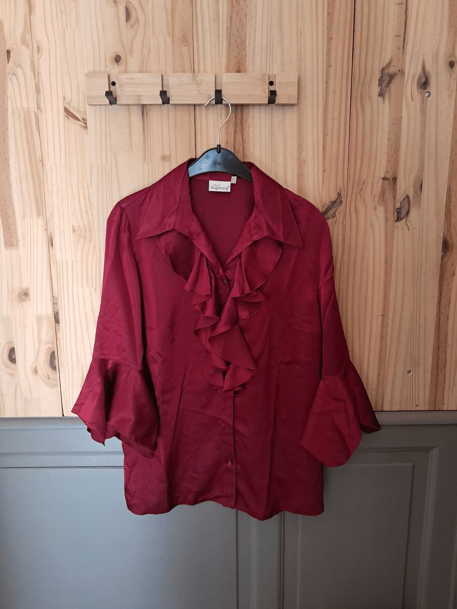 Haut Rouge Vogelsang Polyester Volants Femme 44 | Friperie Vintage Seconde Main COOL FRIP