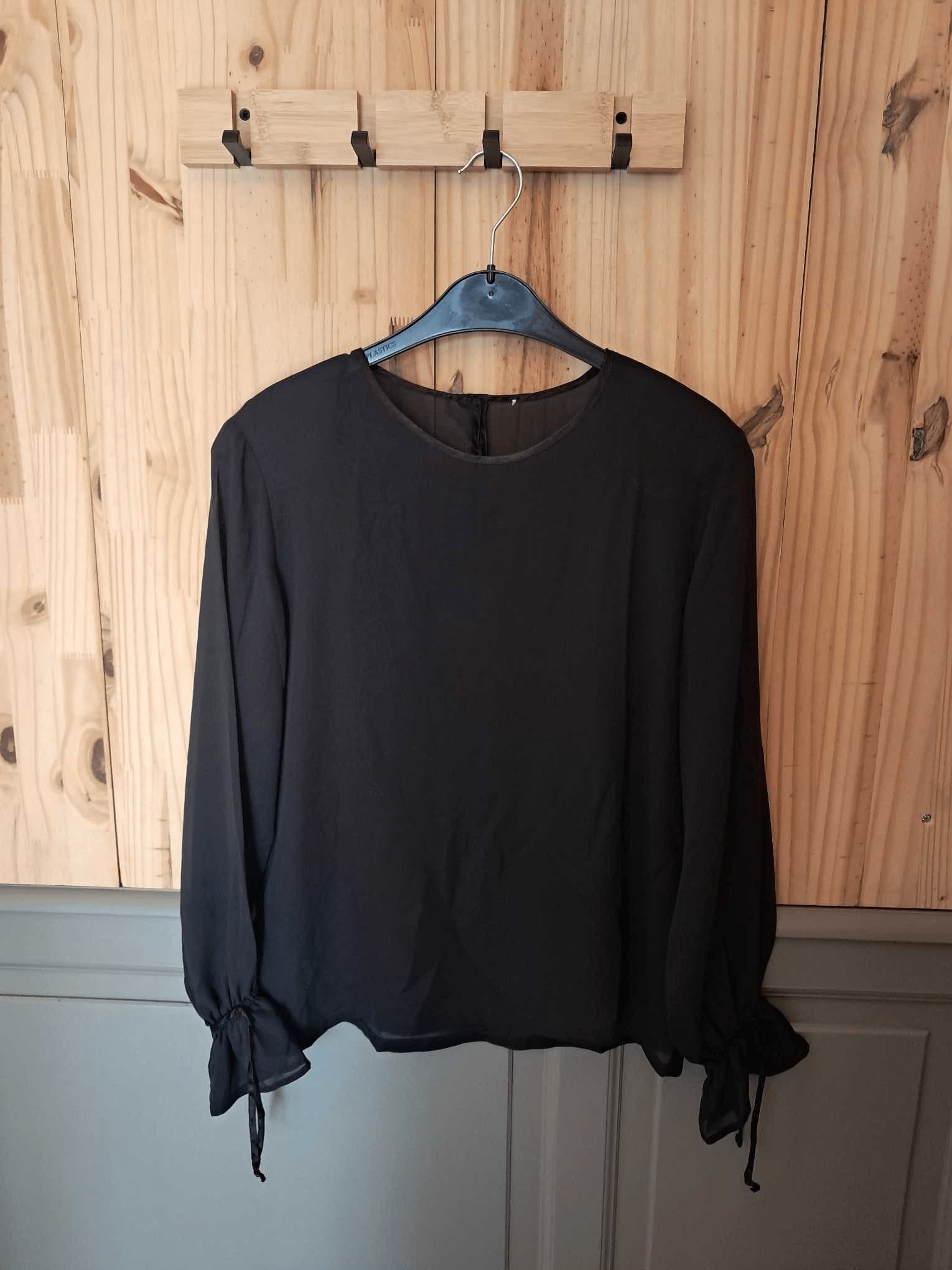 Haut Noir Polyester Transparent Femme L | Friperie Vintage Seconde Main COOL FRIP