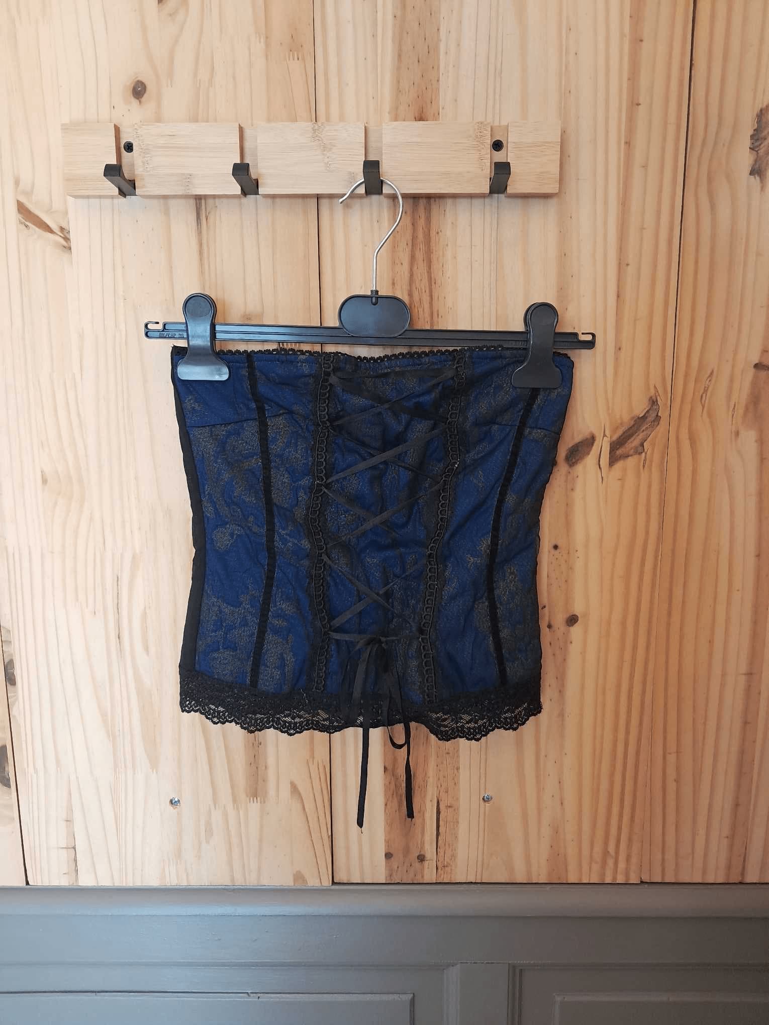 Bustier Noir Bleu Polyester Femme S | Friperie Vintage Seconde Main COOL FRIP
