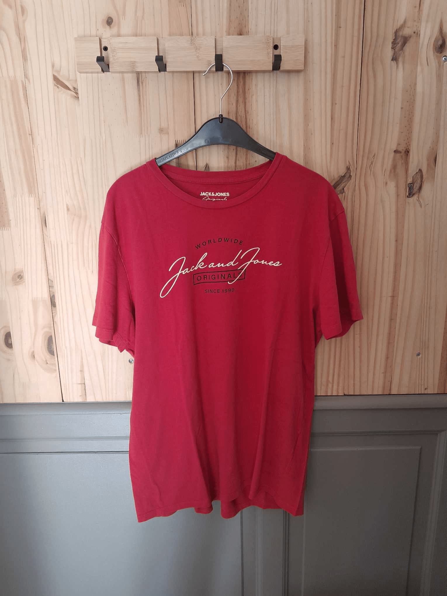 T-shirt Logo Rouge Jack & Jones Coton Homme XXL | Friperie Vintage Seconde Main COOL FRIP