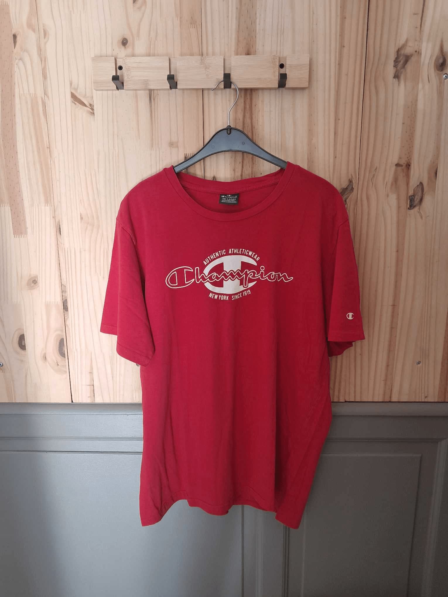 T-shirt Rouge Champion Logo Coton Homme XXL | Friperie Vintage Seconde Main COOL FRIP