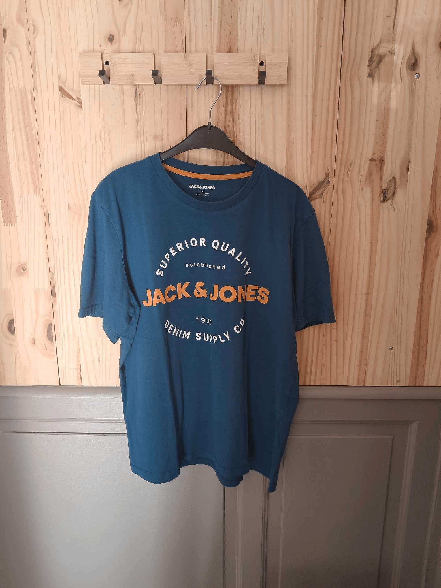 T-shirt Vert Bleu Jack & Jones Coton Homme XXL | Friperie Vintage Seconde Main COOL FRIP