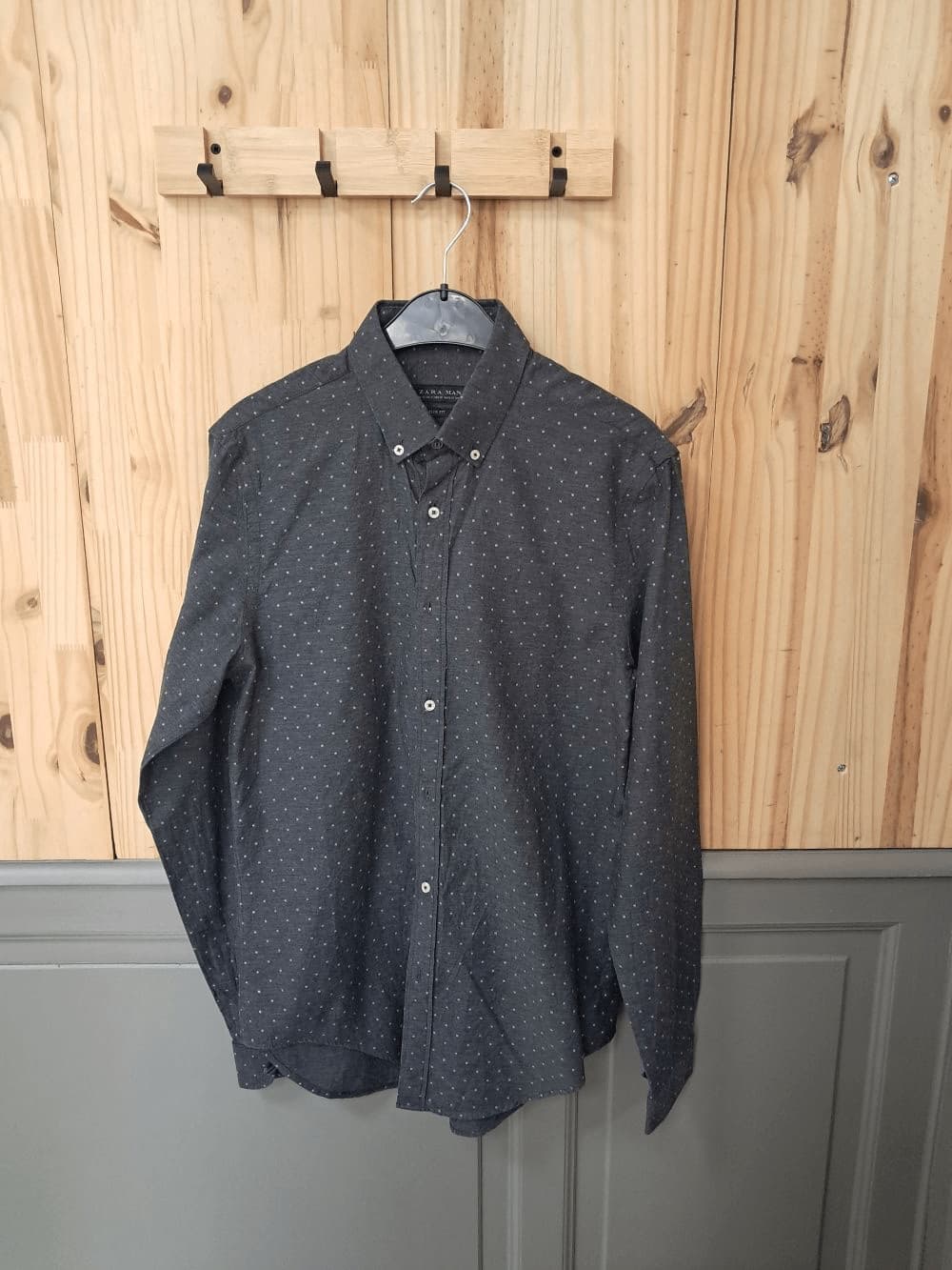 Chemise Grise Zara Coton Homme M | Friperie Vintage Seconde Main COOL FRIP