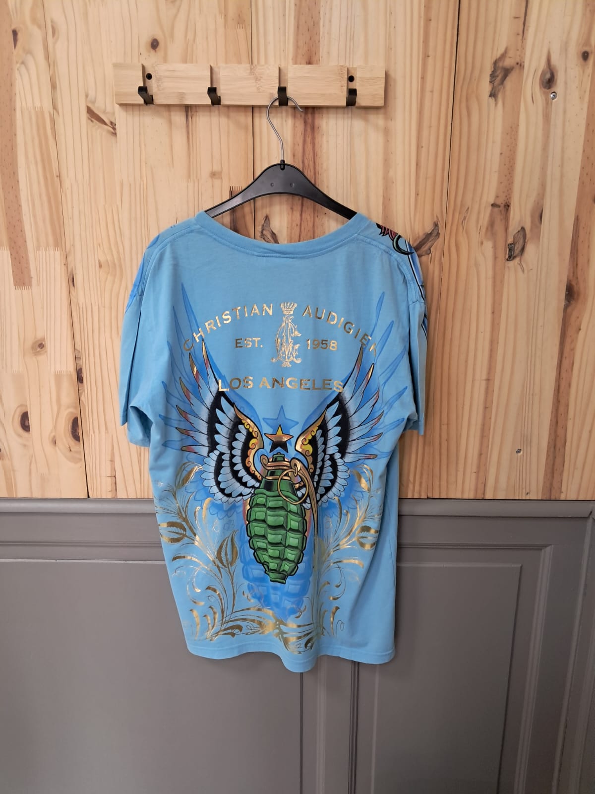 T-shirt vintage Christian Audigier bleu Los Angeles femme taille L - vue arrière