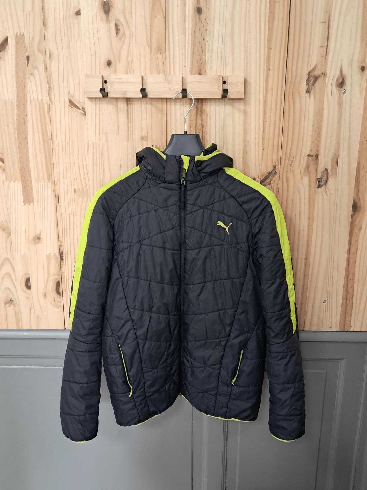 Doudoune Noir Vert Puma Polyester Mixte 16 ans | Friperie Vintage Seconde Main COOL FRIP