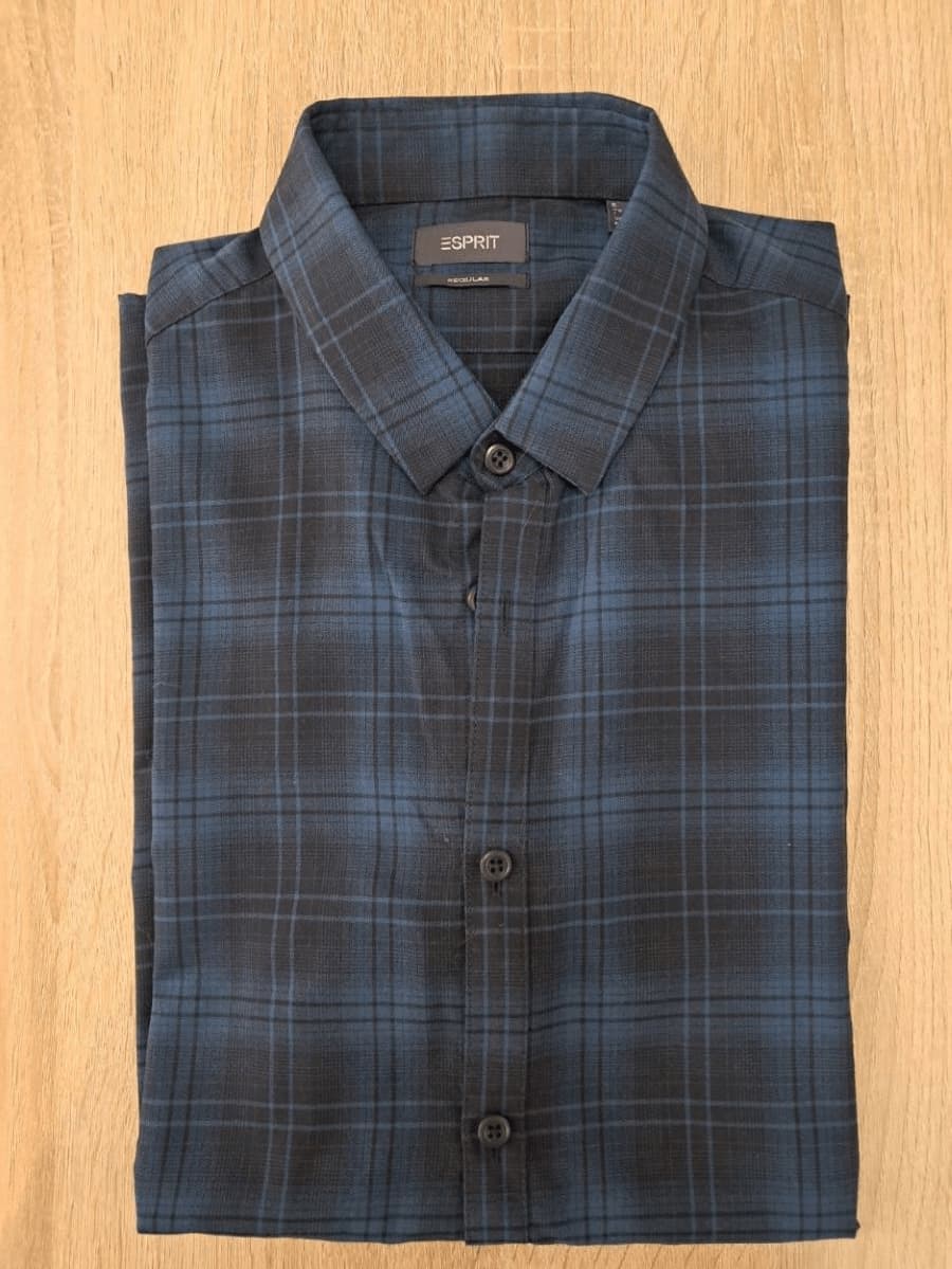 Chemise Carreaux Noir Bleu Esprit Coton Homme L | Friperie Vintage Seconde Main COOL FRIP