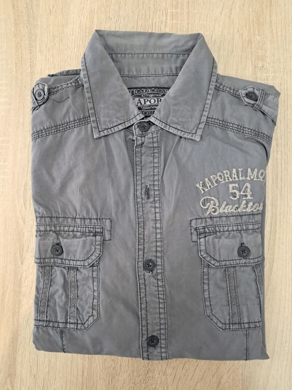 Chemise Grise Kaporal Coton Brodé Homme S | Friperie Vintage Seconde Main COOL FRIP