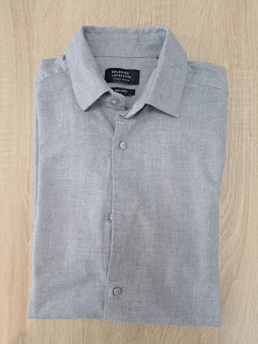 Chemise Grise Galeries Lafayette Coton Homme S | Friperie Vintage Seconde Main COOL FRIP