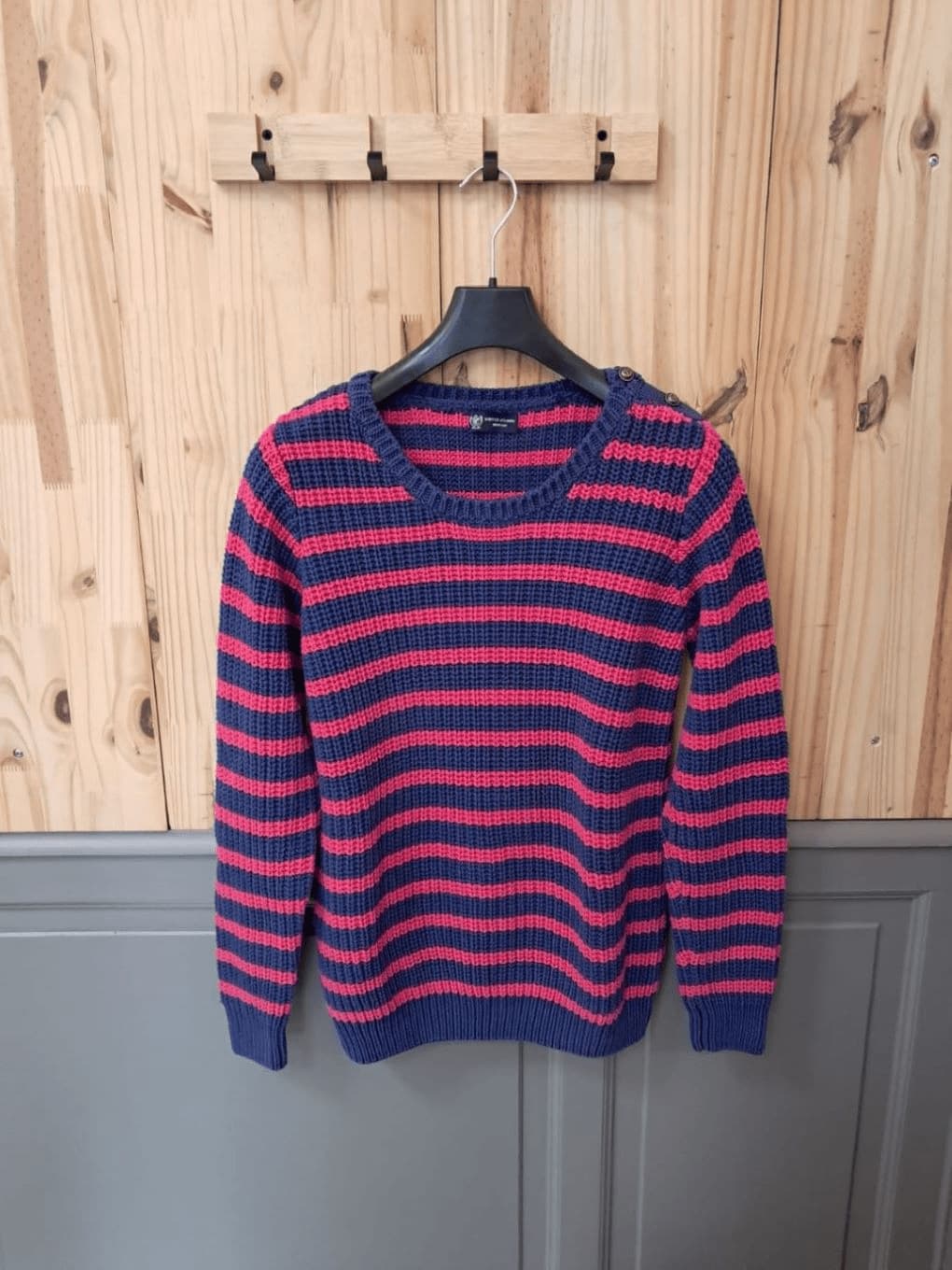 Pull Bleu Fushia Burton of London Coton Femme L | Friperie Vintage Seconde Main COOL FRIP