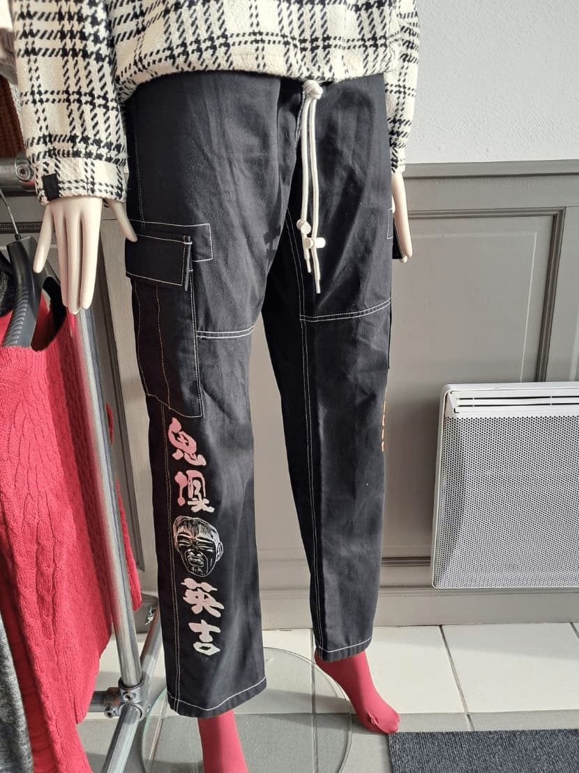 Pantalon Cargo Noir GTO Coton Femme 44 | Friperie Vintage Seconde Main COOL FRIP