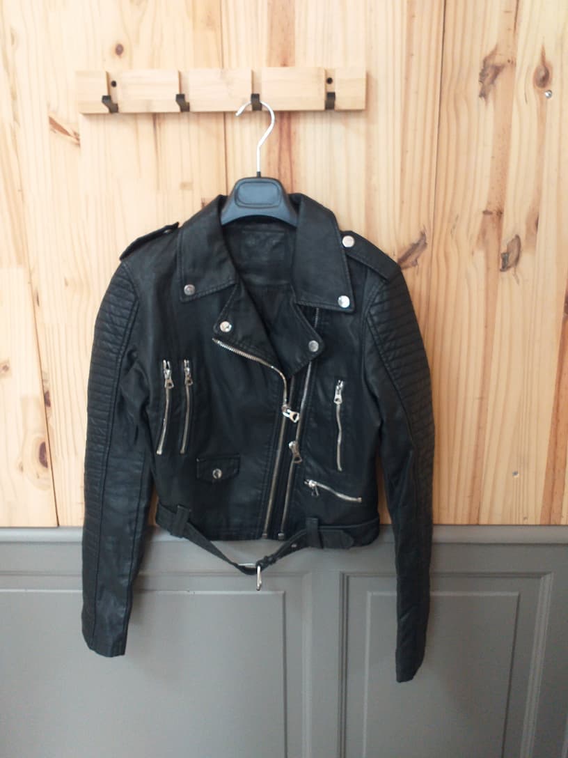 Perfecto Jennyfer Noir Taille S - Veste Motard Vintage Femme