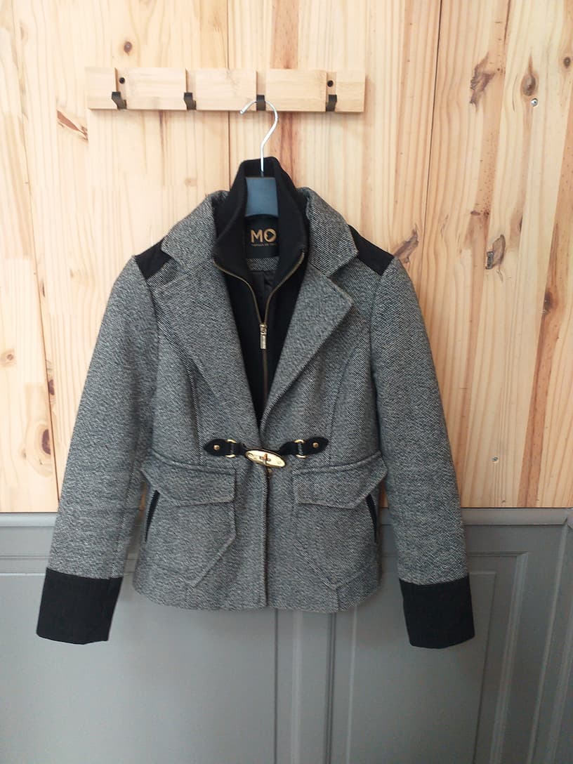 Veste Tweed Grise Morgan Taille 38 - vue devant - Blazer Vintage Femme