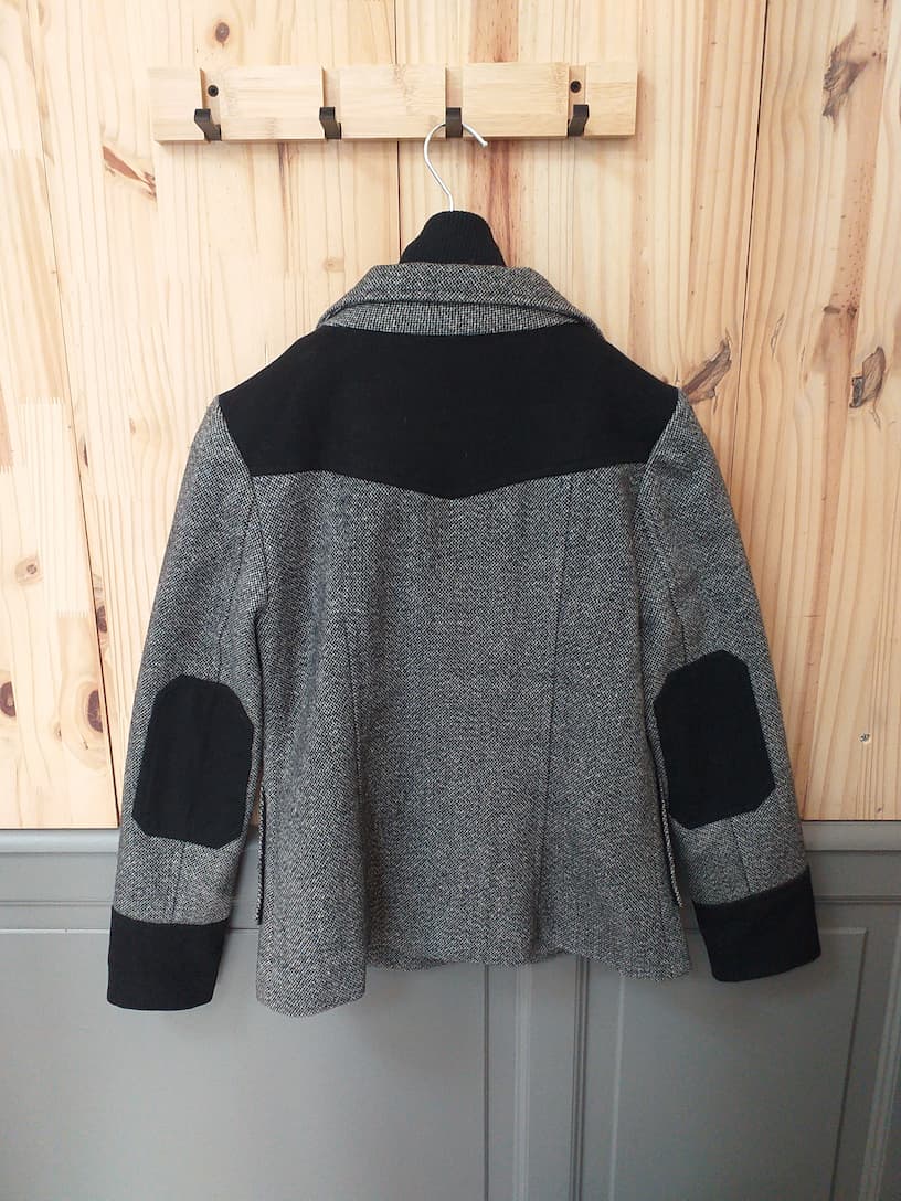 Veste Tweed Grise Morgan Taille 38 - vue arrière - Blazer Vintage Femme