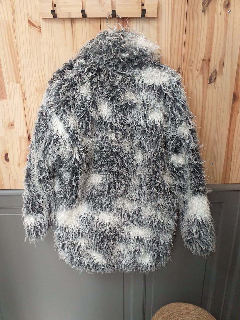 Manteau Fausse Fourrure Gris IKKS Taille L - vue arrière - Veste Vintage Femme