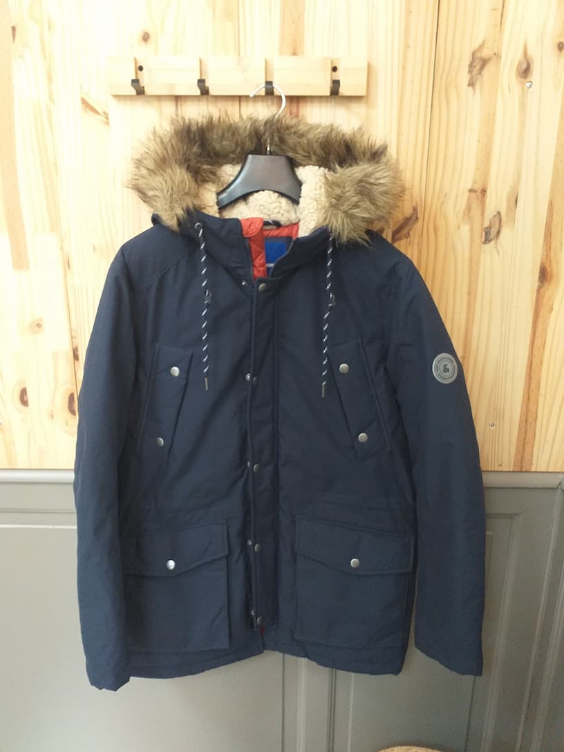 Parka Bleu Marine Jack & Jones Taille L - vue de devant - Veste Vintage Homme