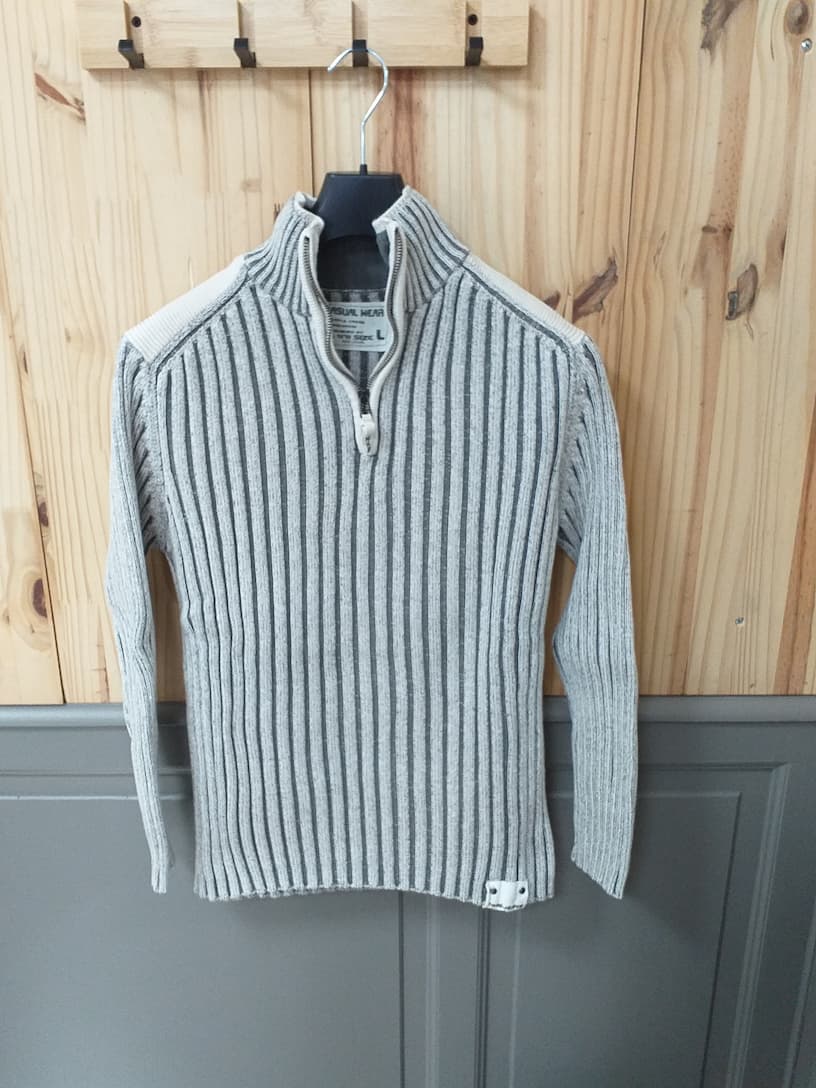 Pull Zippé Kiabi Gris L Homme - Vintage Streetwear Rétro