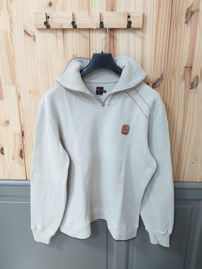 Pull Zippé Denim Culture Beige XL Homme - vue de devant - Vintage Denim