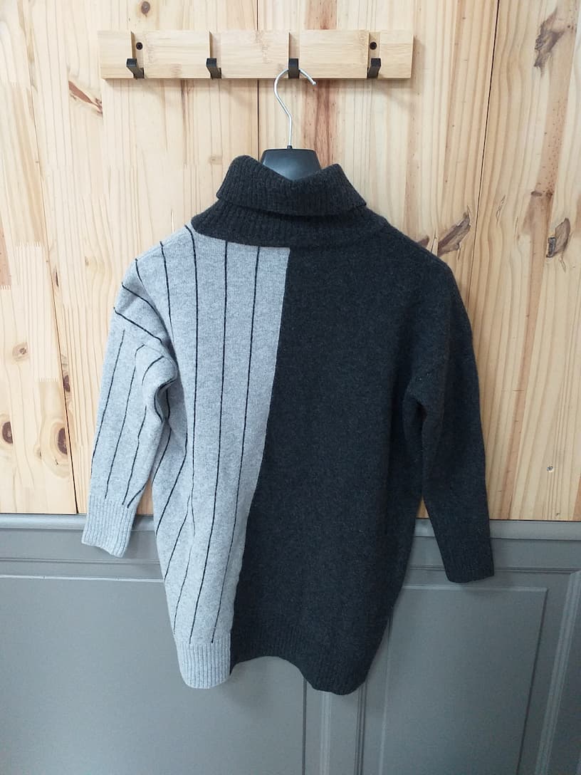 Pull Col Roulé Cop Copine Gris Laine Femme Taille S - vue arrière - Vintage