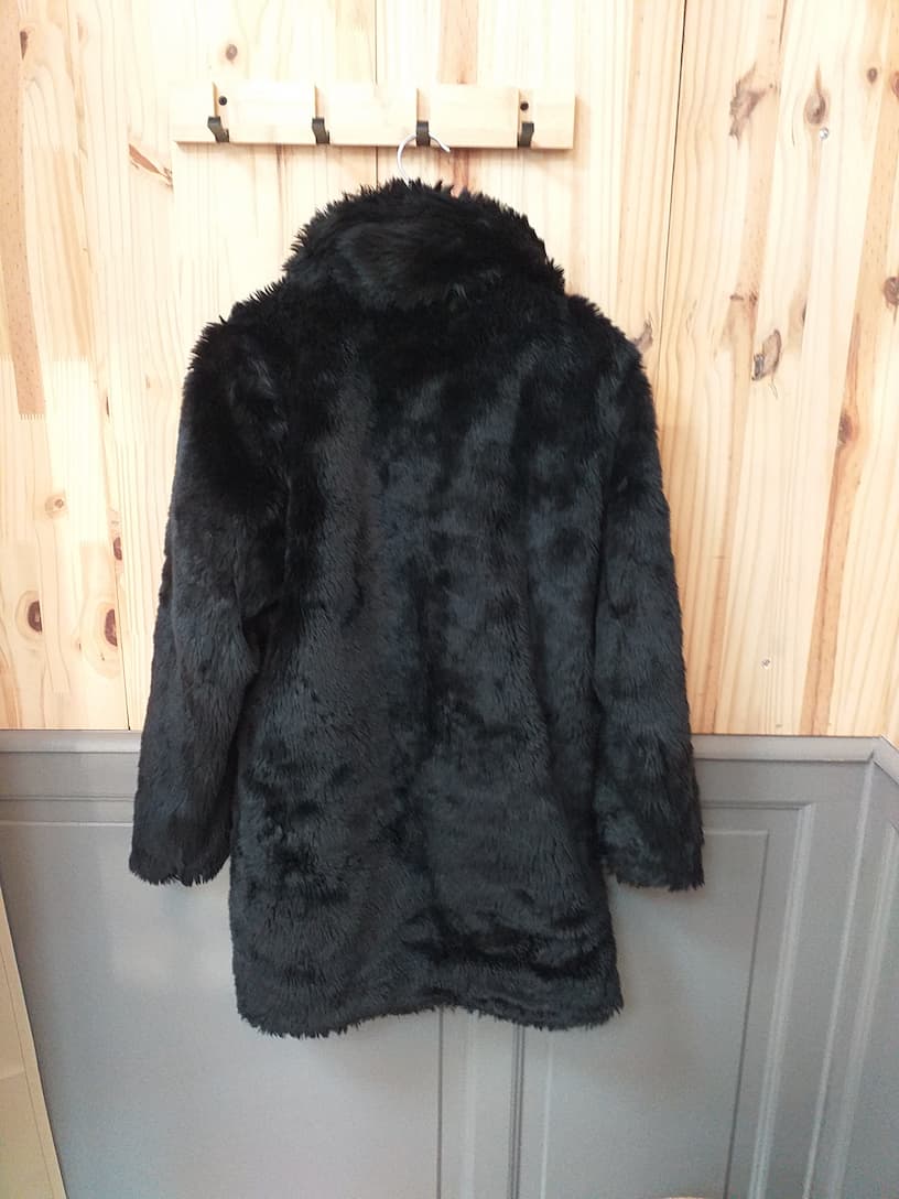 Manteau Mi-Long Noir H&M Taille 36 - vue arrière - Vintage Streetwear Femme