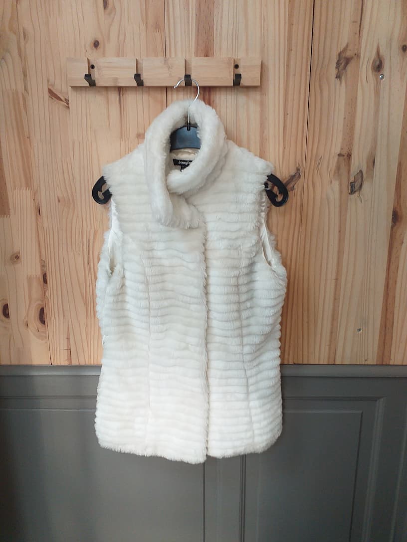 Gilet Sans Manche Écru Taille S - vue de devant - Jennyfer Vintage