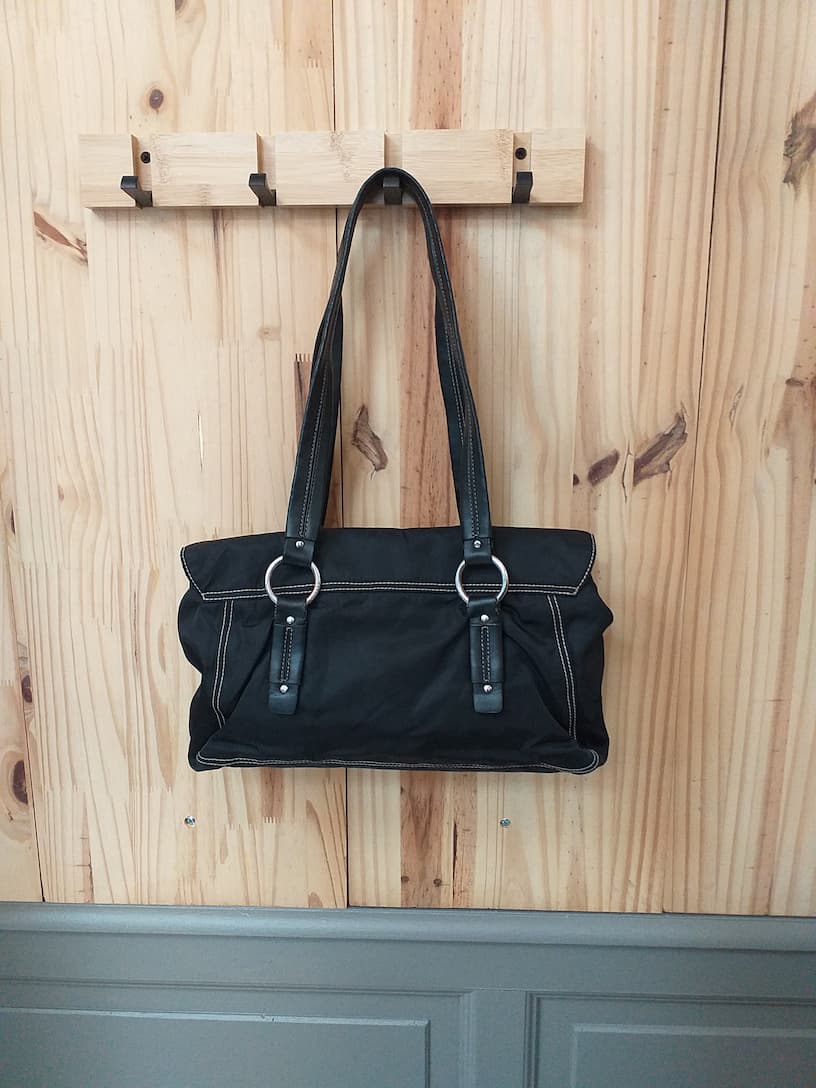 Sac à Main Esprit Noir Nylon - vue arrière - Vintage Femme Occasion