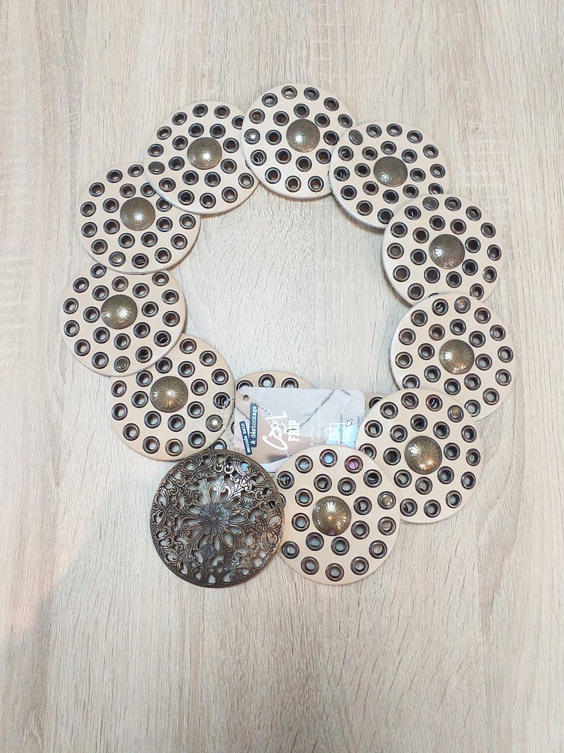 Ceinture Bohème Beige Large Vintage 98cm - Accessoire Femme